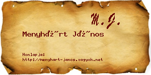 Menyhárt János névjegykártya
